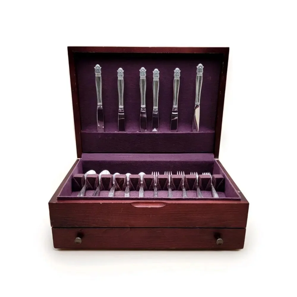 Service for 6 DANISH PRINCESS Silverplate Holmes & Edwards Flatware Set in Case
